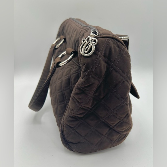 Vera Bradley Brown Quilted Barrel Purse 11" x 8" Double Handle Zip Top - Picture 4 of 9
